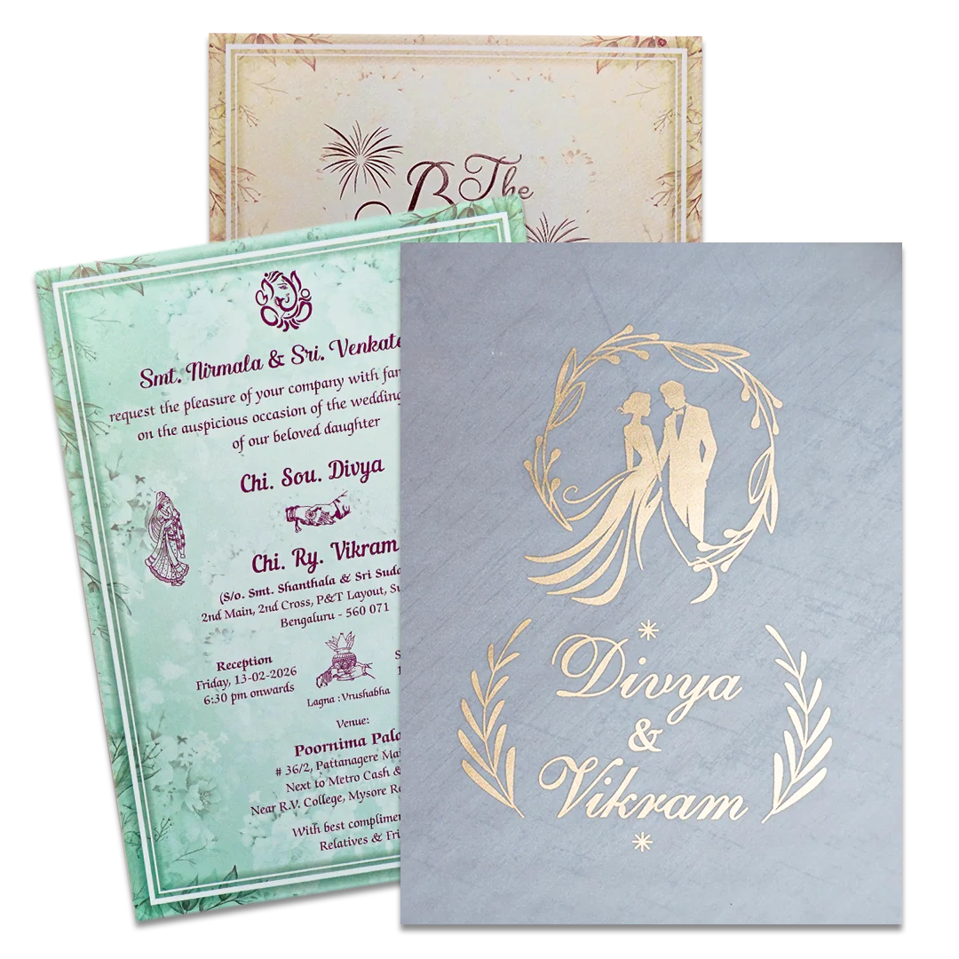 Mint Green Floral Laser Cut Wedding Card-KNNO7401 - Image 5