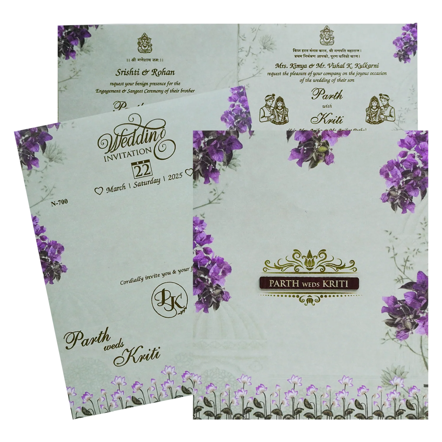 Mint Green Floral Wedding Card-KVN07000