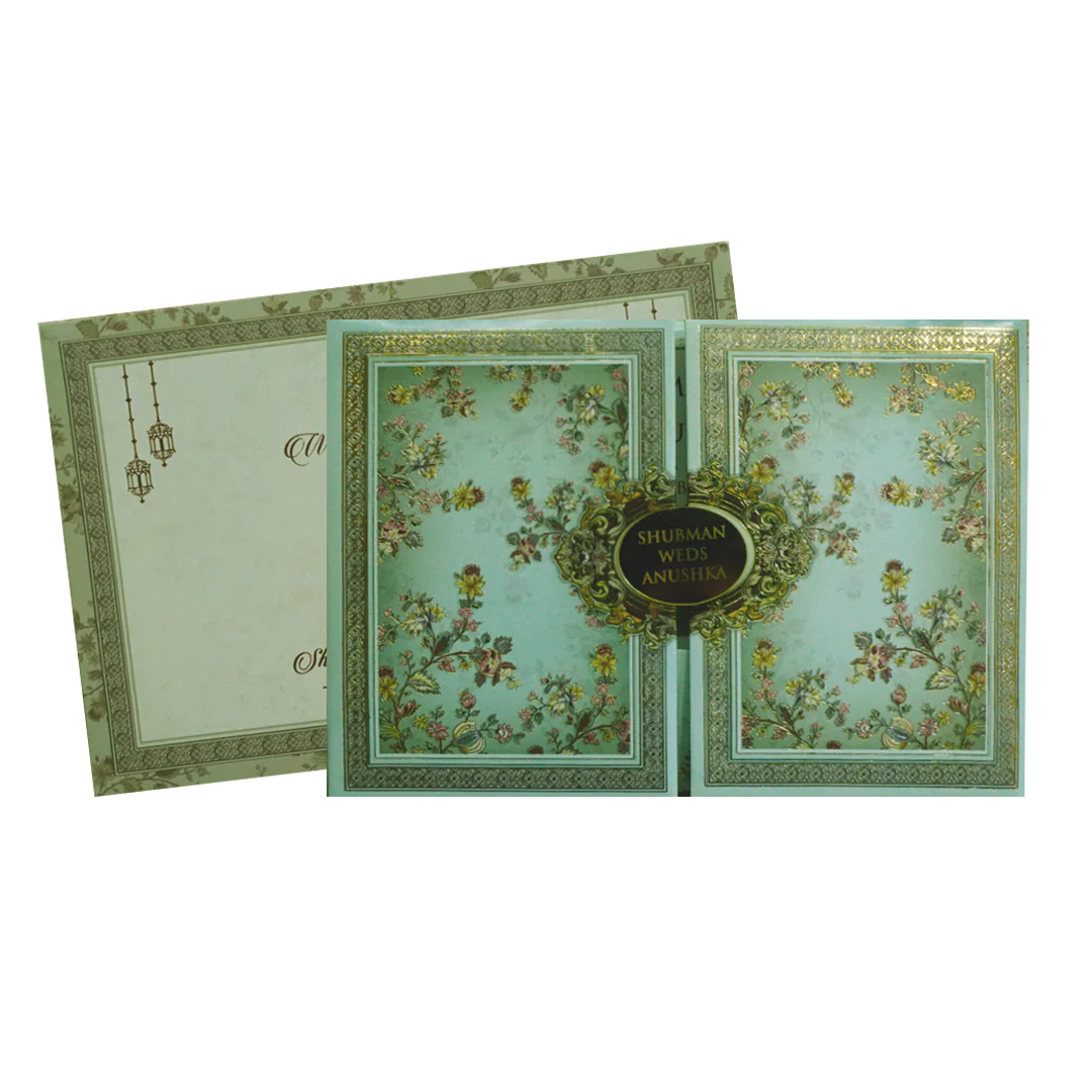Mint Green Marriage Invitation Card-KRB8250 - Image 2