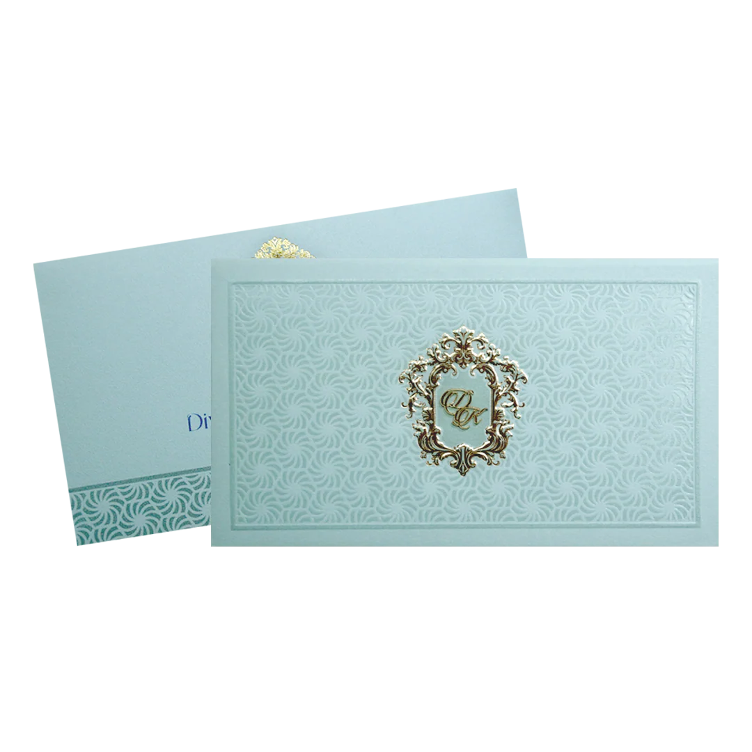 Mint Green Monogram Elegant Wedding Invitation Card-KPR24560 - Image 2