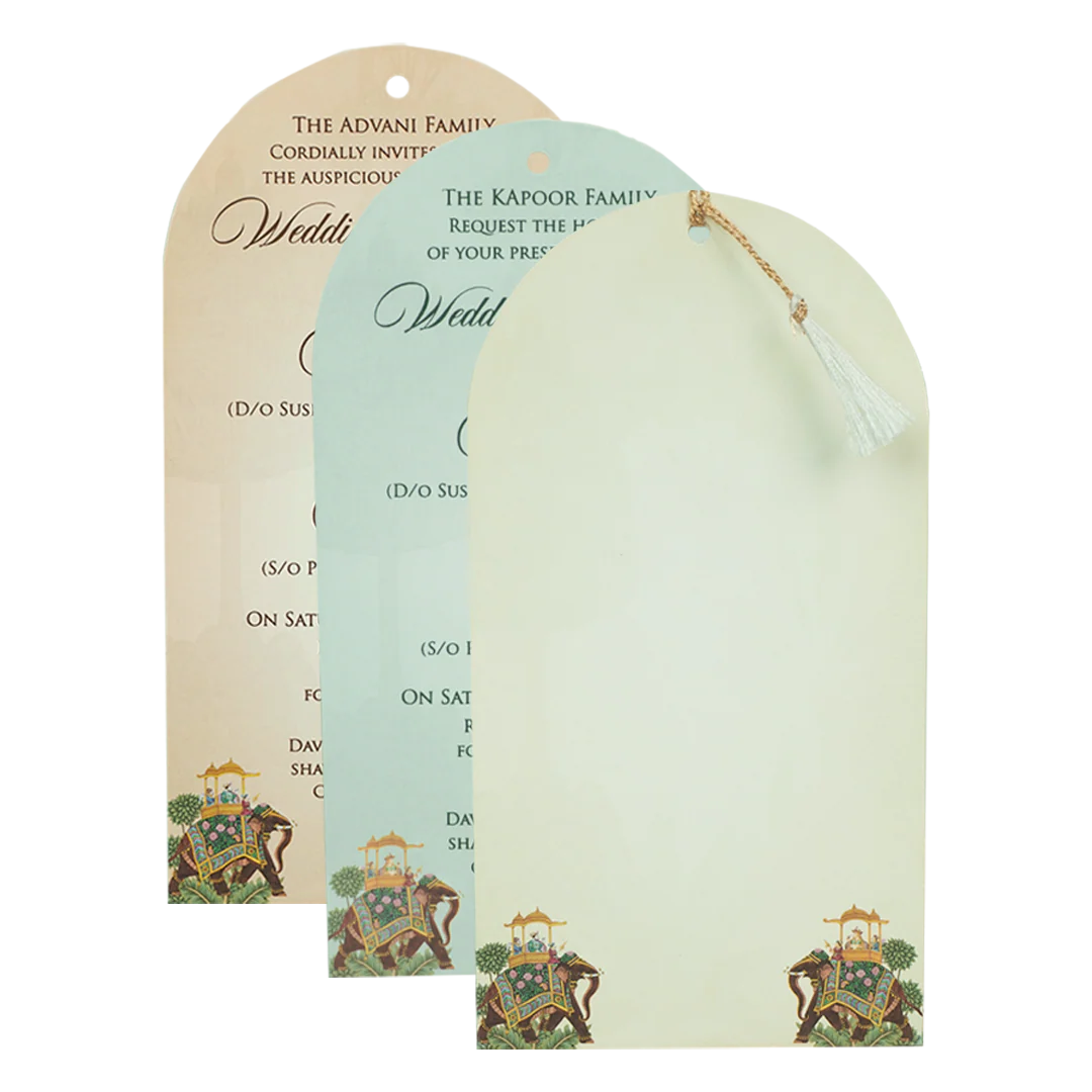 Mint Green Palace Elephant Laser Cut Wedding Card - KFR15130 - Image 5