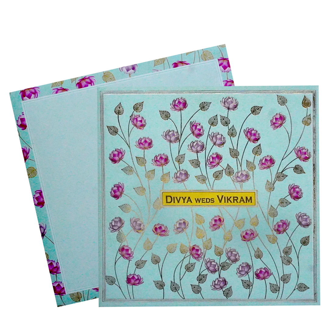Mint Lotus Wedding Card-KNSN6706G - Image 2