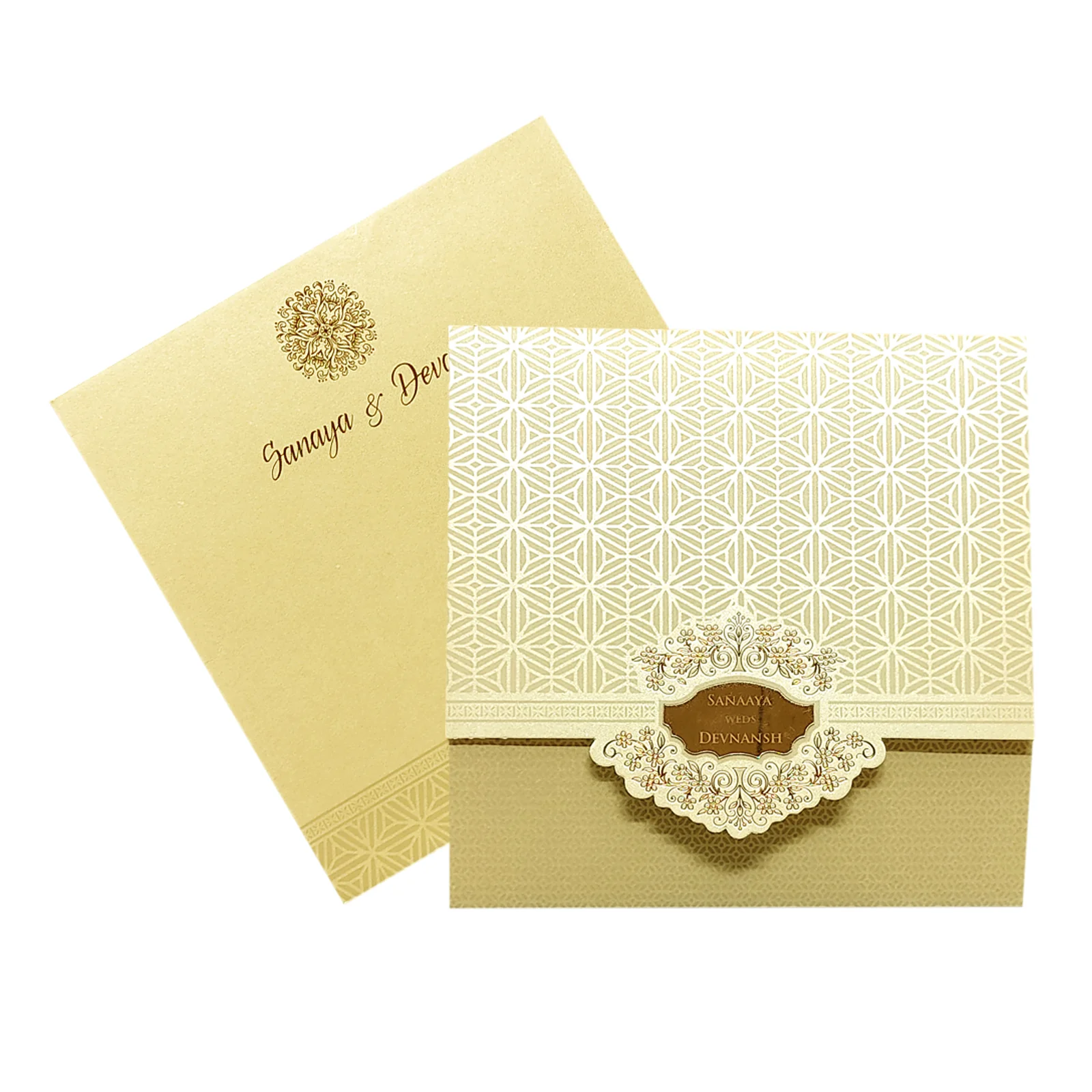 Mustard Cream Nameplate Invitation Card-KRC29091 - Image 2