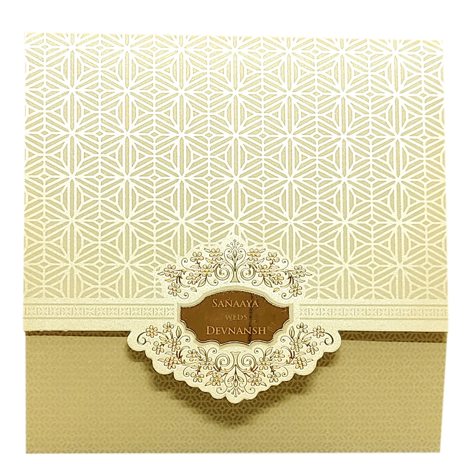 Mustard Cream Nameplate Invitation Card-KRC29091 - Image 3
