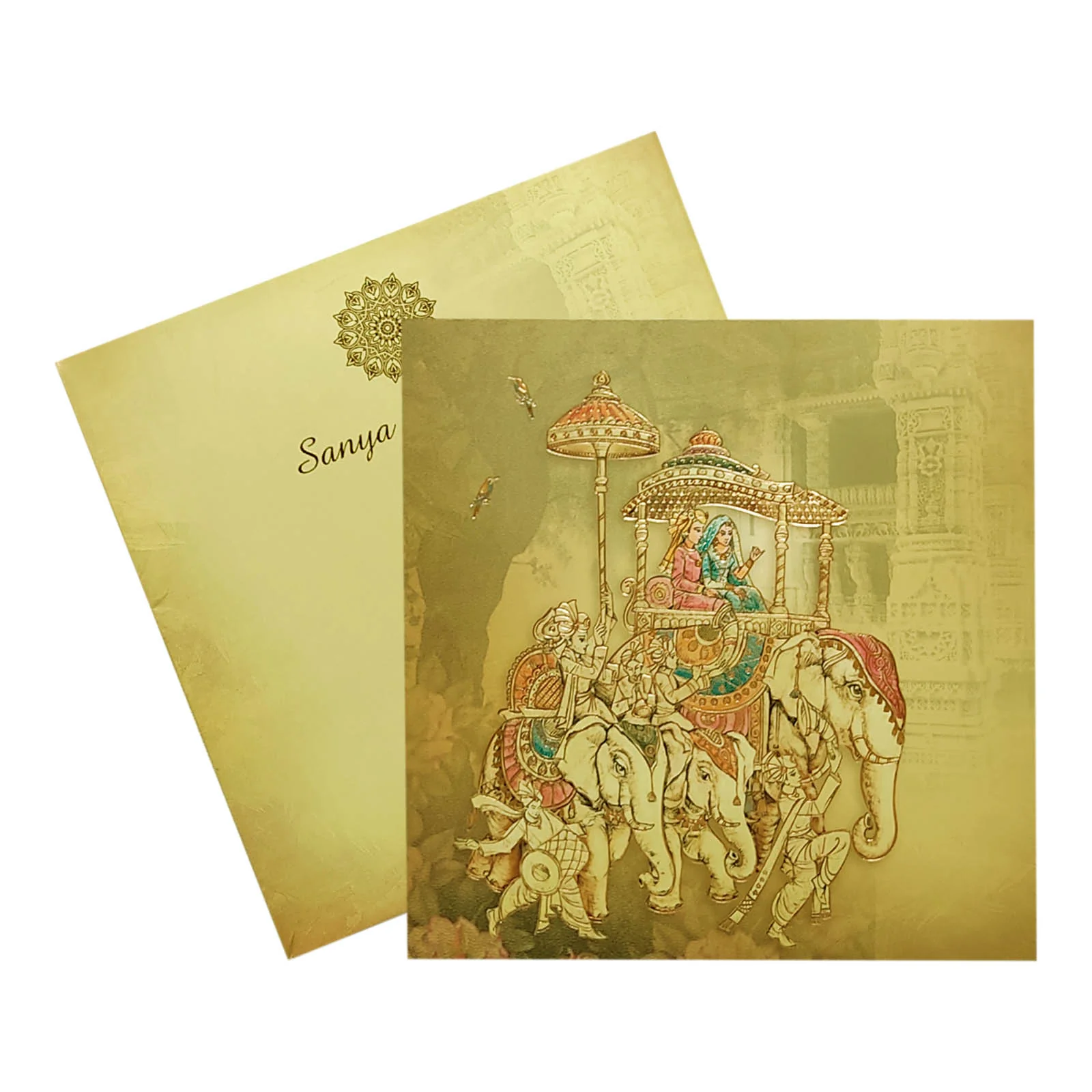 Mustard Elephant Invitation Card-KRC29580 - Image 2