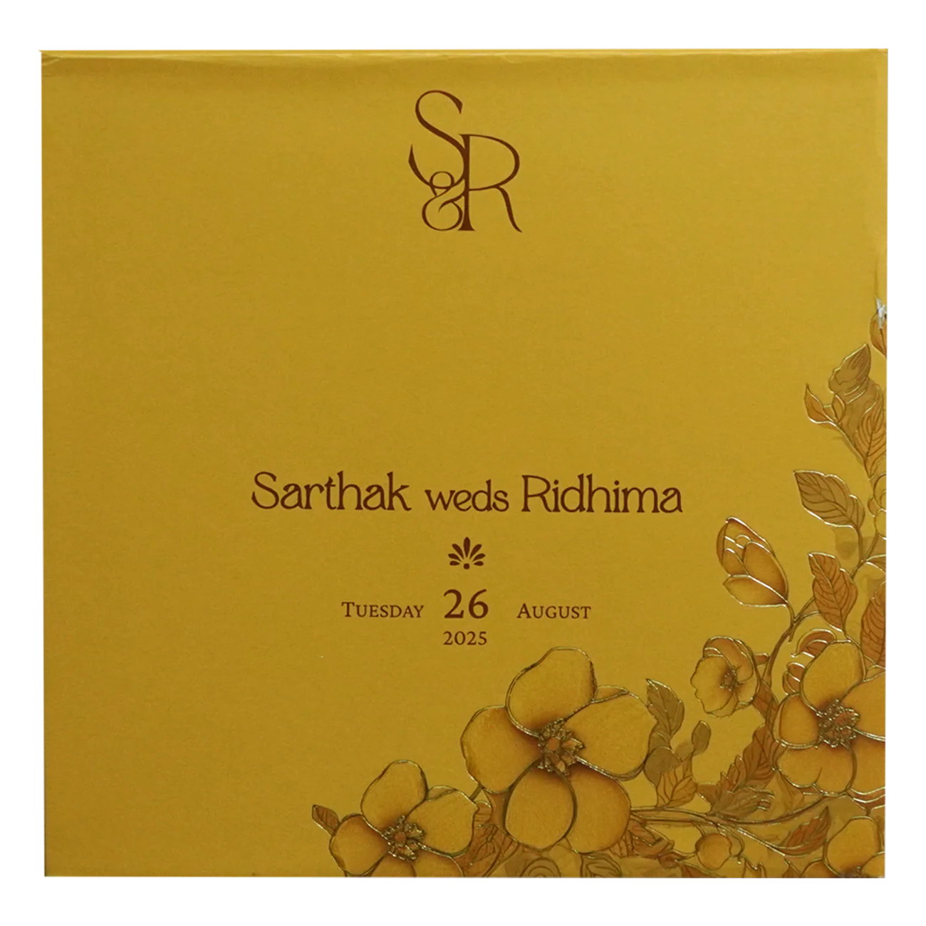 Mustard Gold Floral Embossed Premium Card-KPR24120 - Image 4