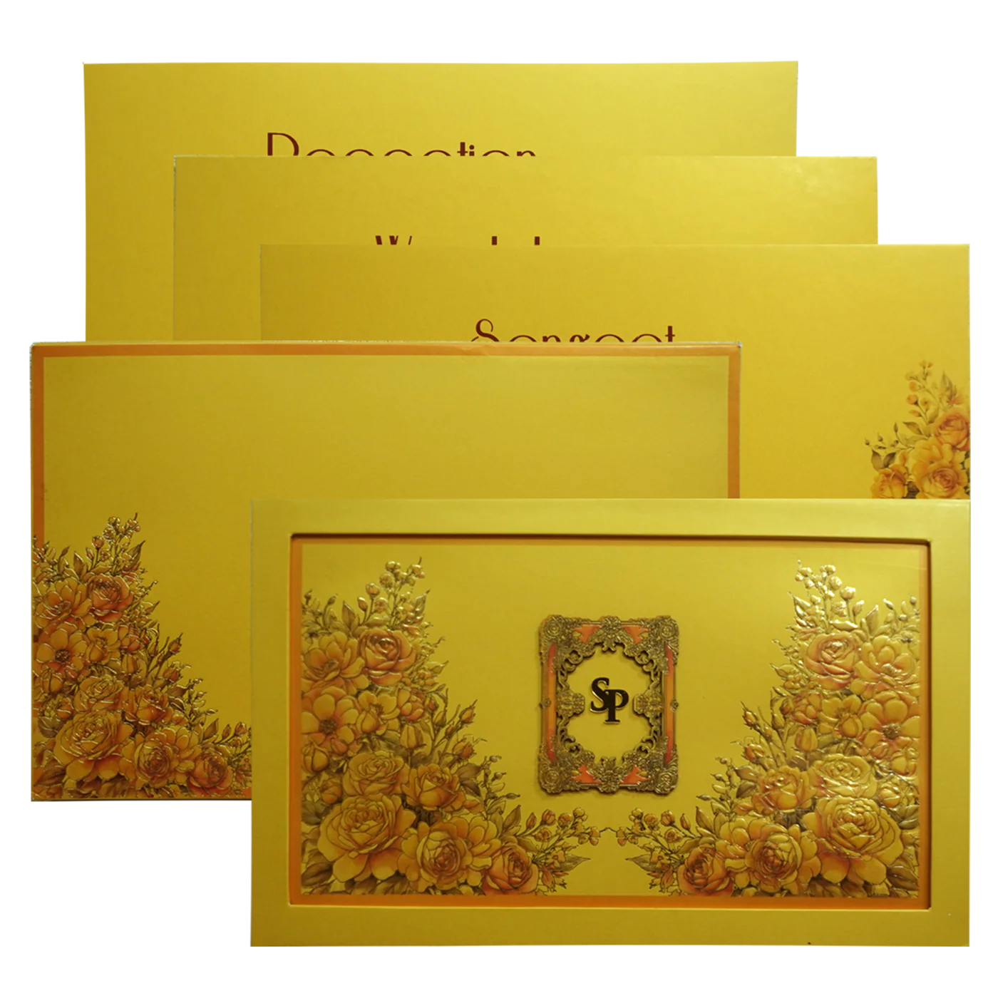 Mustard Padded Floral Invitation Card-KPR24410