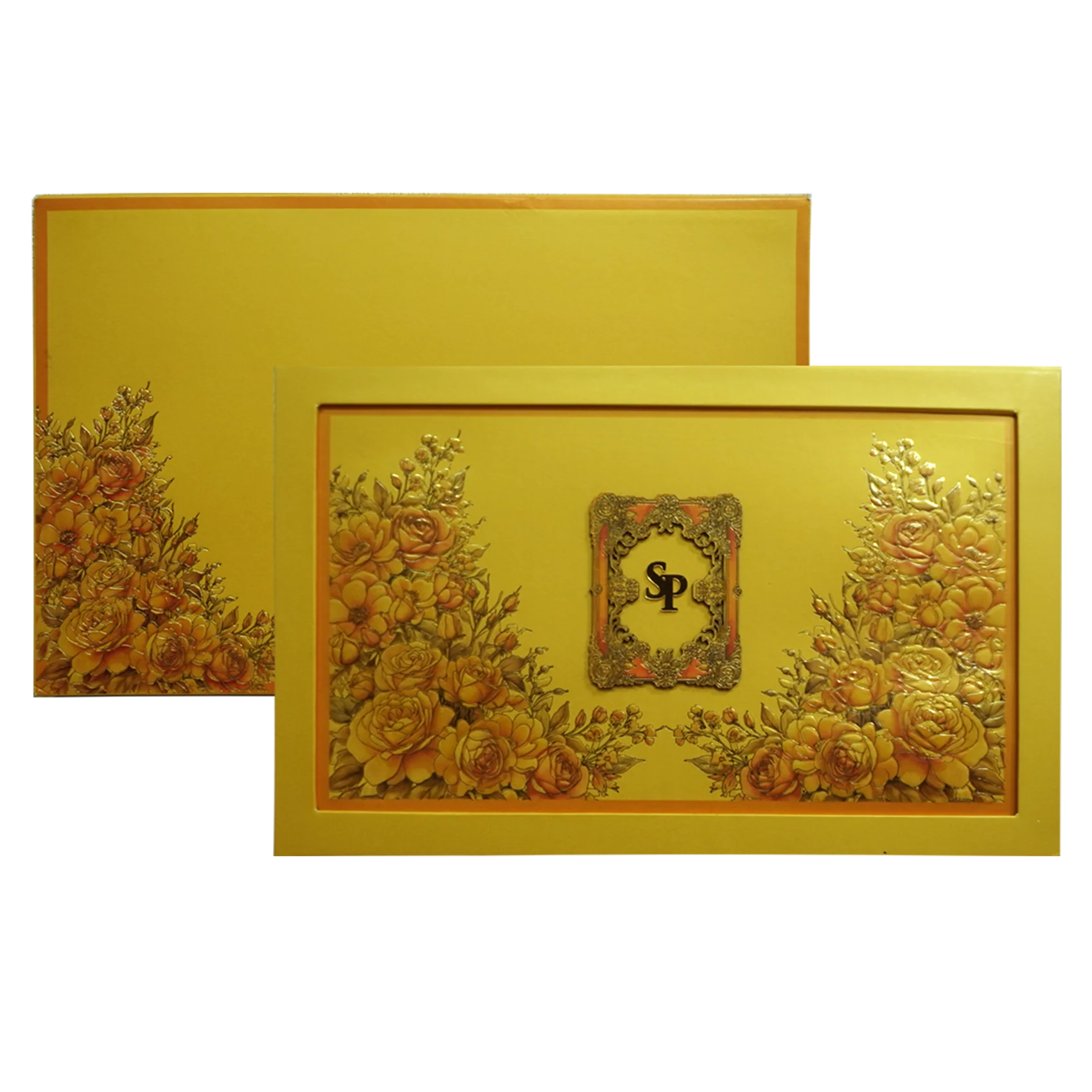 Mustard Padded Floral Invitation Card-KPR24410 - Image 2