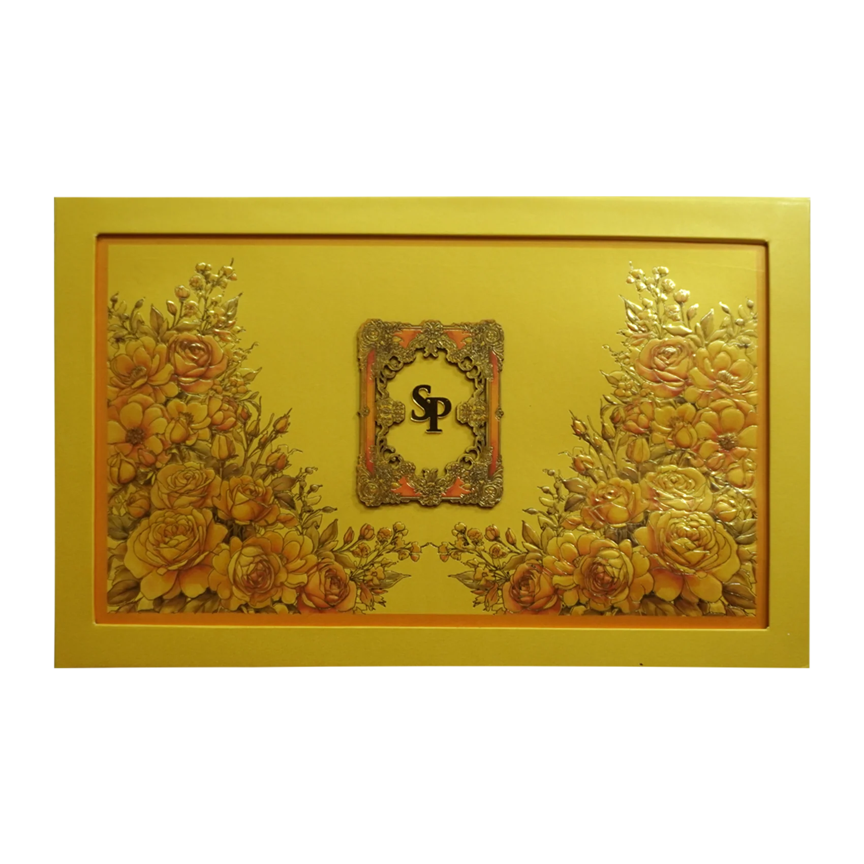 Mustard Padded Floral Invitation Card-KPR24410 - Image 3