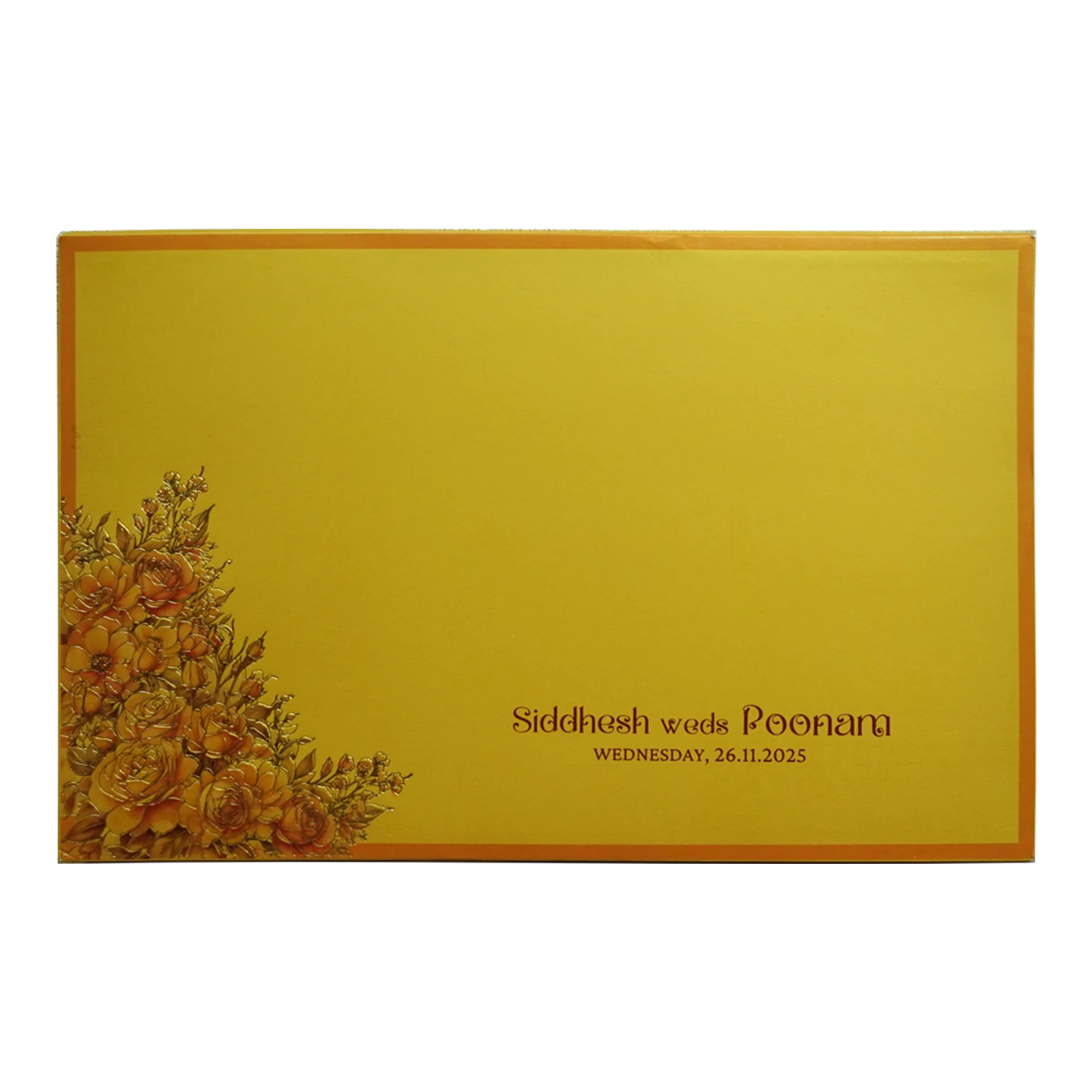 Mustard Padded Floral Invitation Card-KPR24410 - Image 4