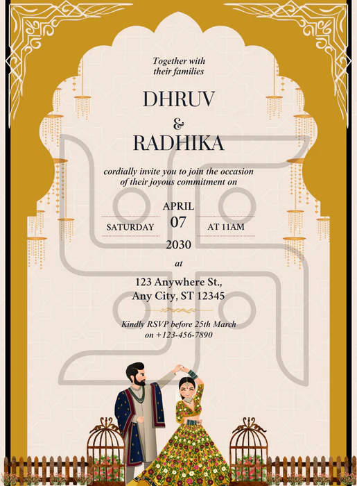 Mustard Dance Jain Wedding Invitation-AAJWI011 - Image 2