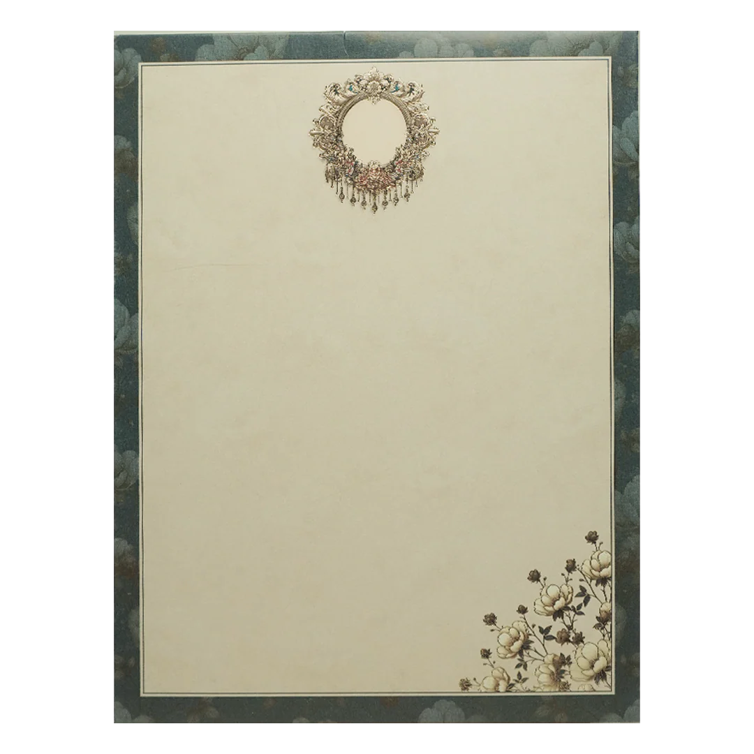 Navy Blue Floral Gatefold Wedding Card-KAK01090 - Image 4