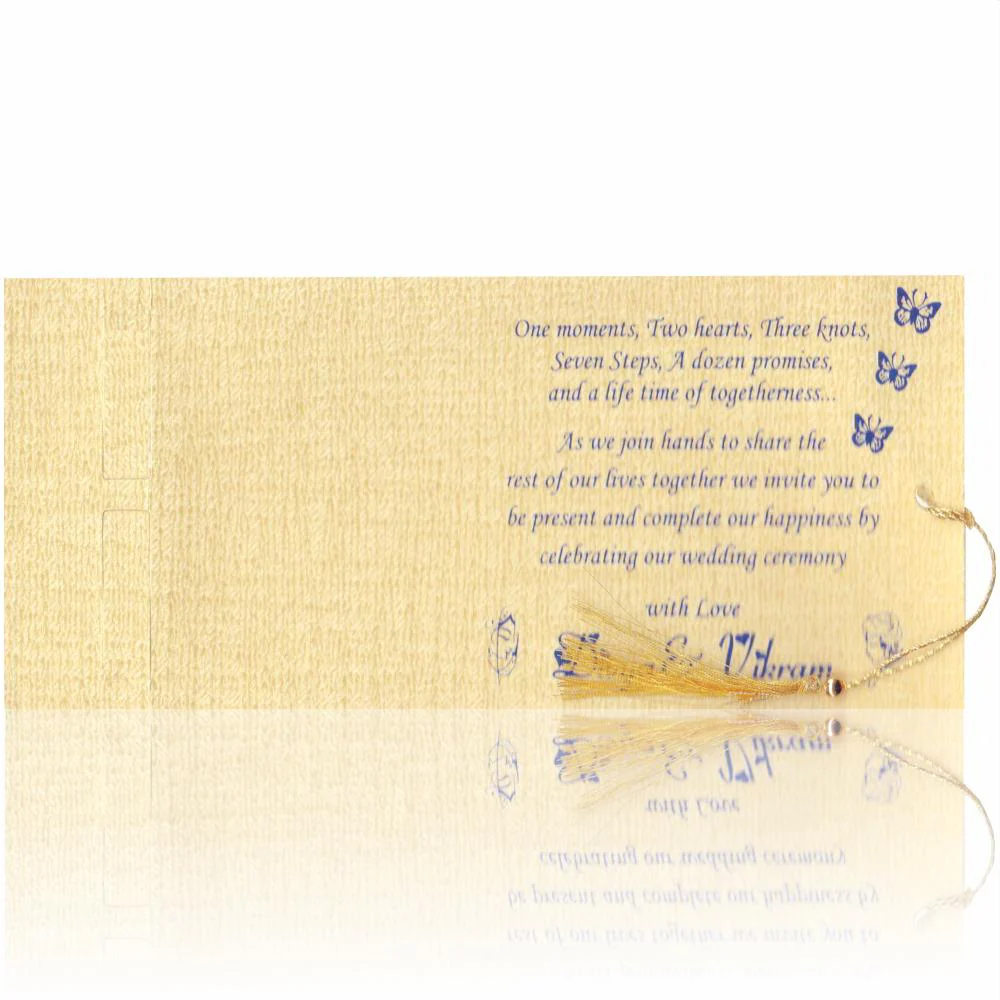 Blue personal slide bride and groom wedding invitation card-KNKP008B - Image 3