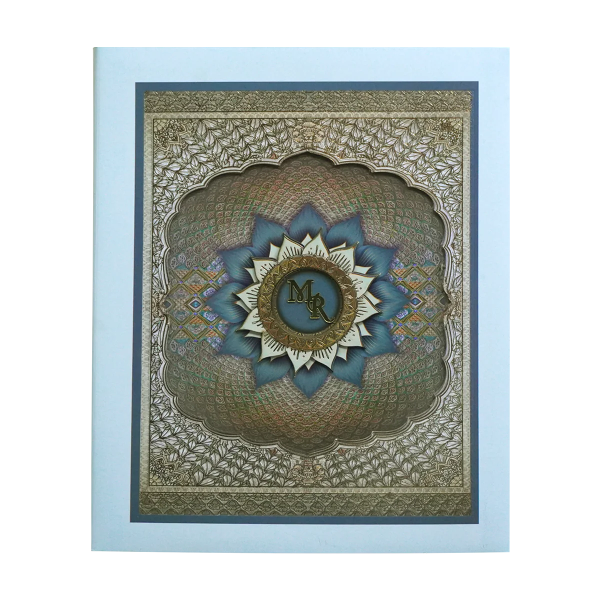 Ocean Blue Laser Cut Premium Wedding Card-KPR24230 - Image 3
