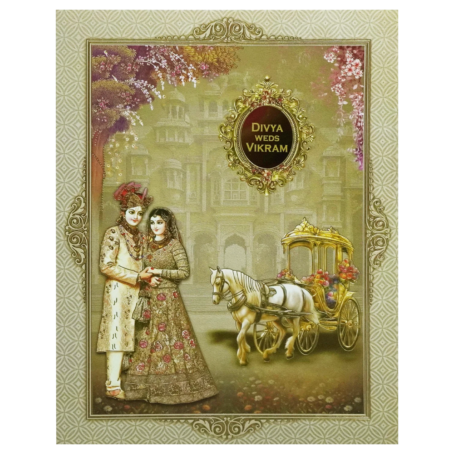 Olive Green Bride Groom Box Wedding Invitation-KNKN6313 - Image 3