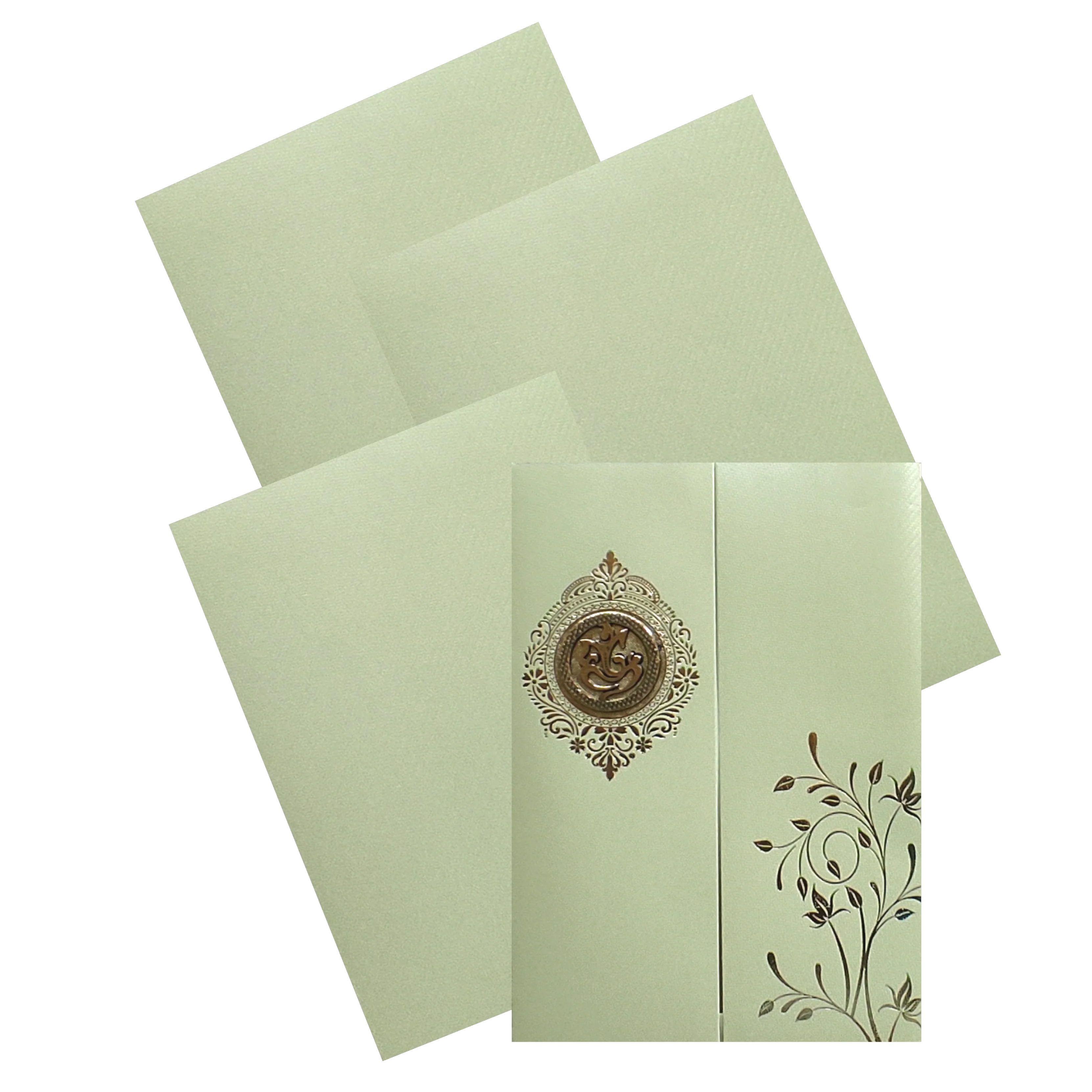 Olive Green Door texture Sheet Wedding Card-KNKTGN029
