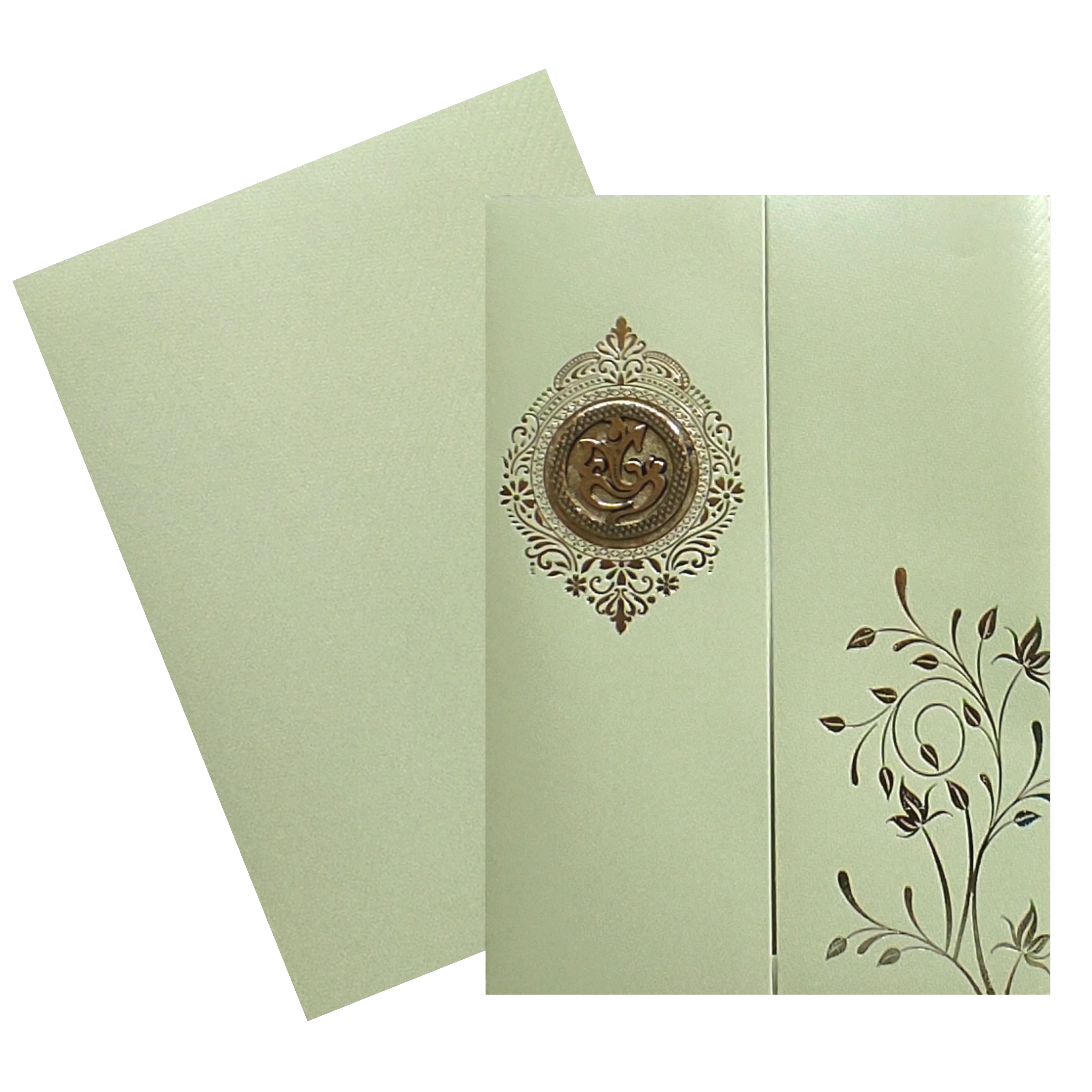 Olive Green Door texture Sheet Wedding Card-KNKTGN029 - Image 2