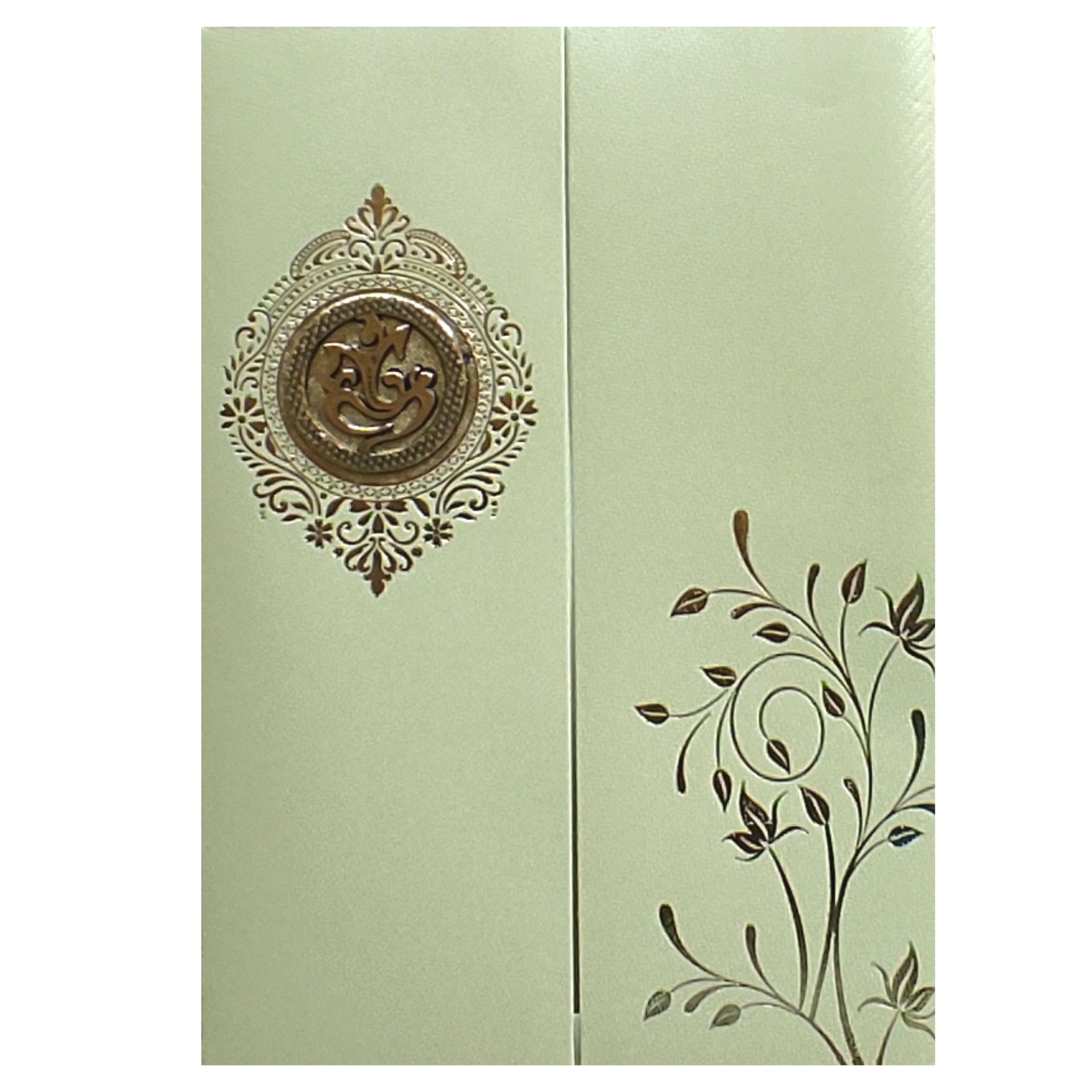 Olive Green Door texture Sheet Wedding Card-KNKTGN029 - Image 3