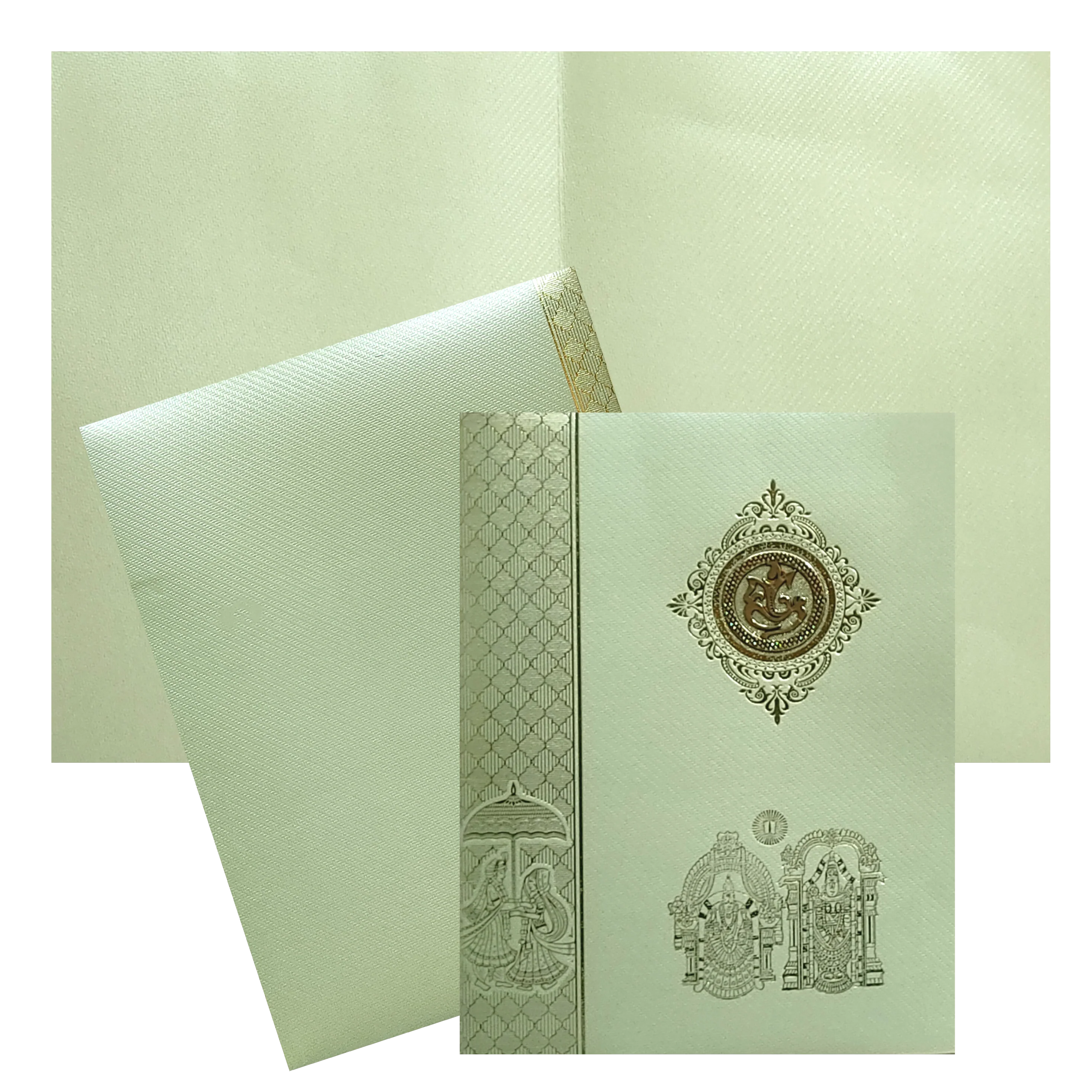 Olive Green Hindu Wedding Invitation Card-KNKGN5024