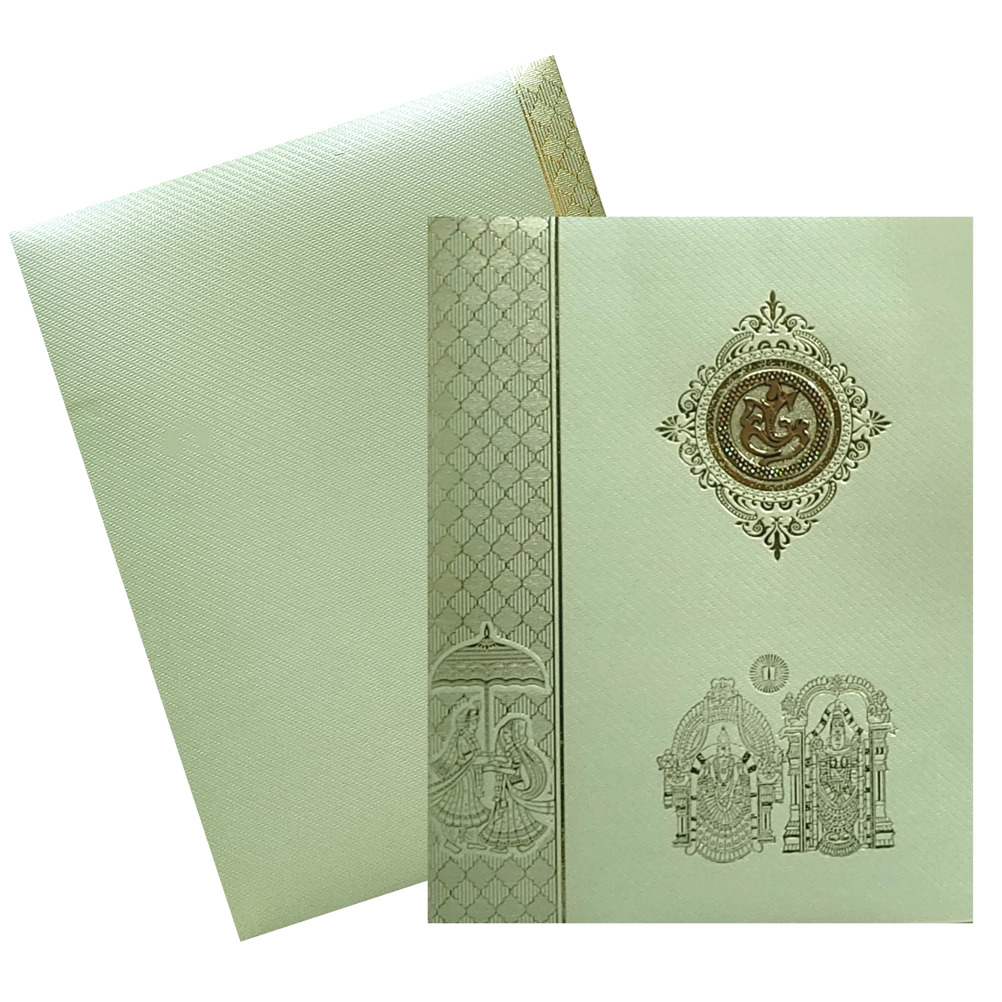 Olive Green Hindu Wedding Invitation Card-KNKGN5024 - Image 2