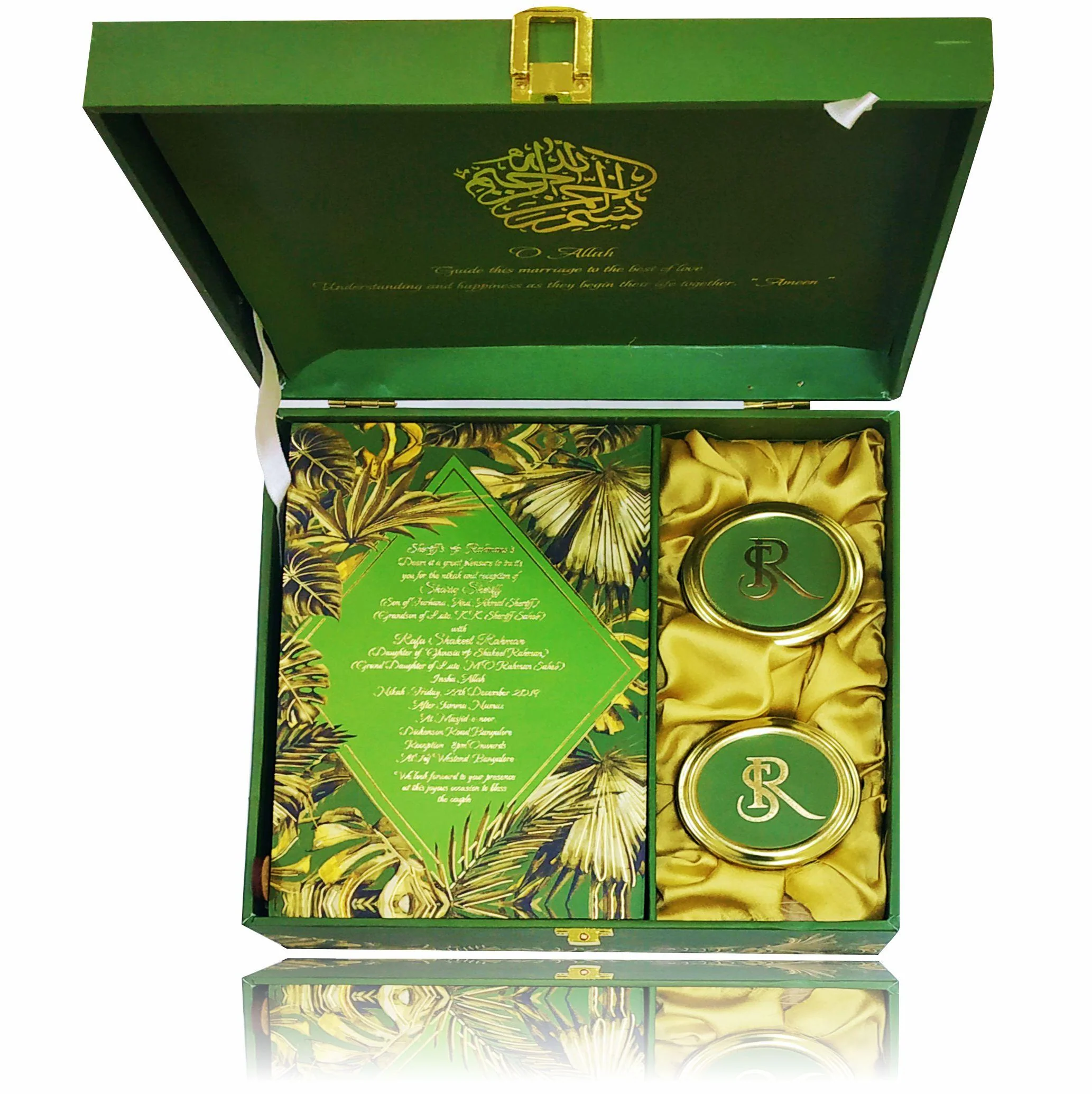 Green Ultra Premium Muslim Invitation In Leaf Design-KNKUP028 - Image 3