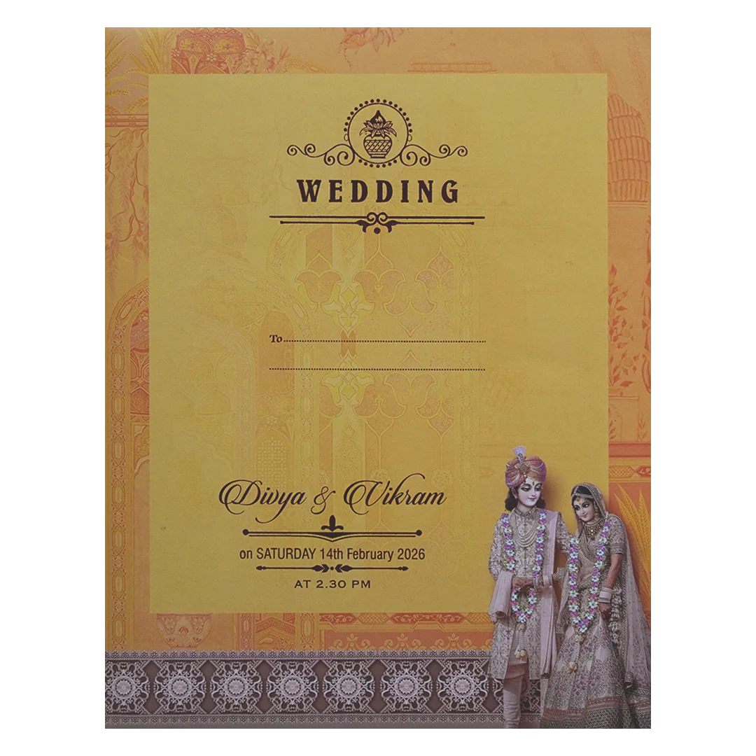 Orange Bride Groom Invitation Card-KNKJ1114 - Image 4