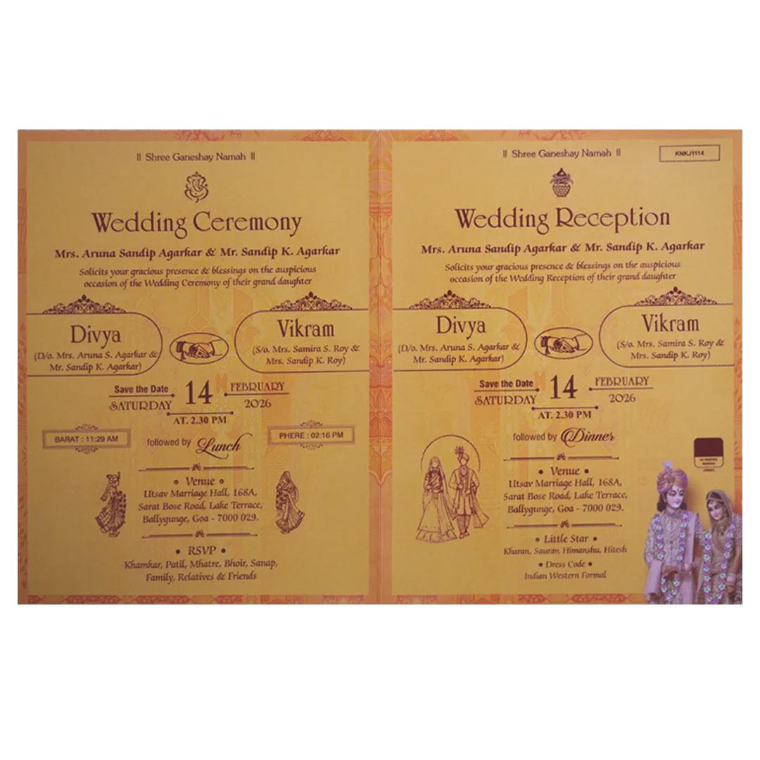 Orange Bride Groom Invitation Card-KNKJ1114 - Image 5