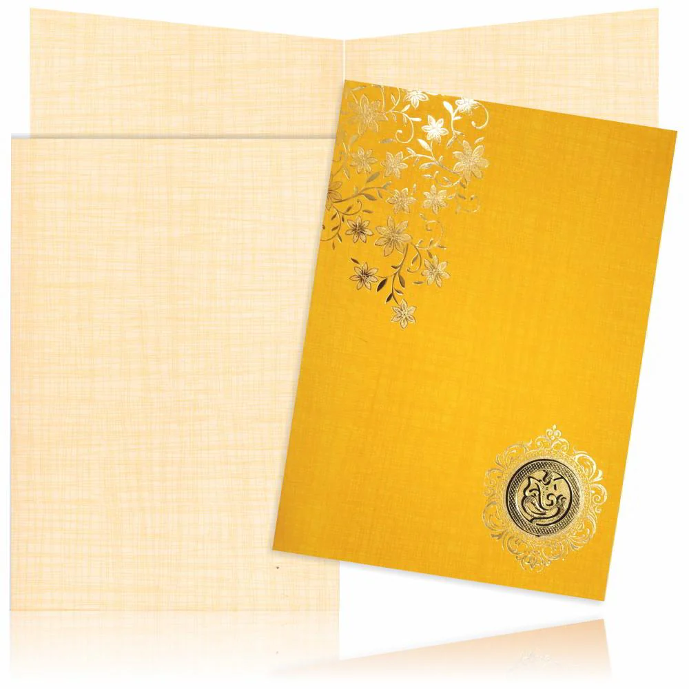Orange Classic Paper Print Colourful Floral Invitation Card-KNCM809O