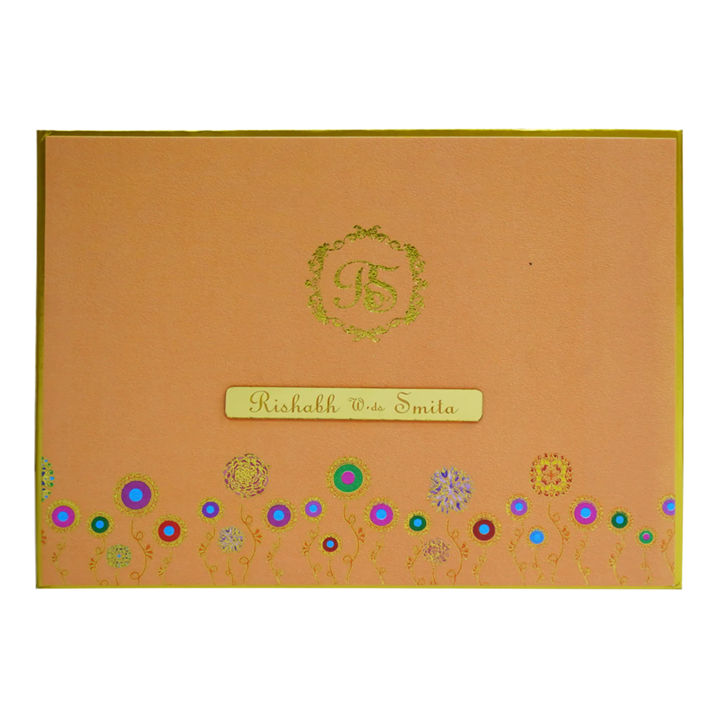 Orange Padded Designs Wedding Card-Kbm04800 - Image 3