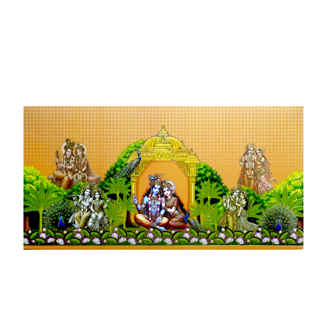 Orange Radha Krishna Embossed Wedding Card-KPR24650 - Image 3
