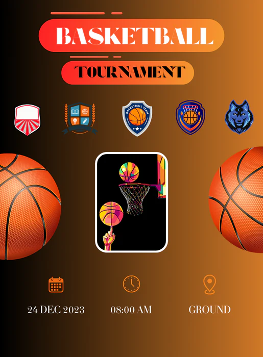 Orange Ball basketball Invitation-AABET009 - Image 2