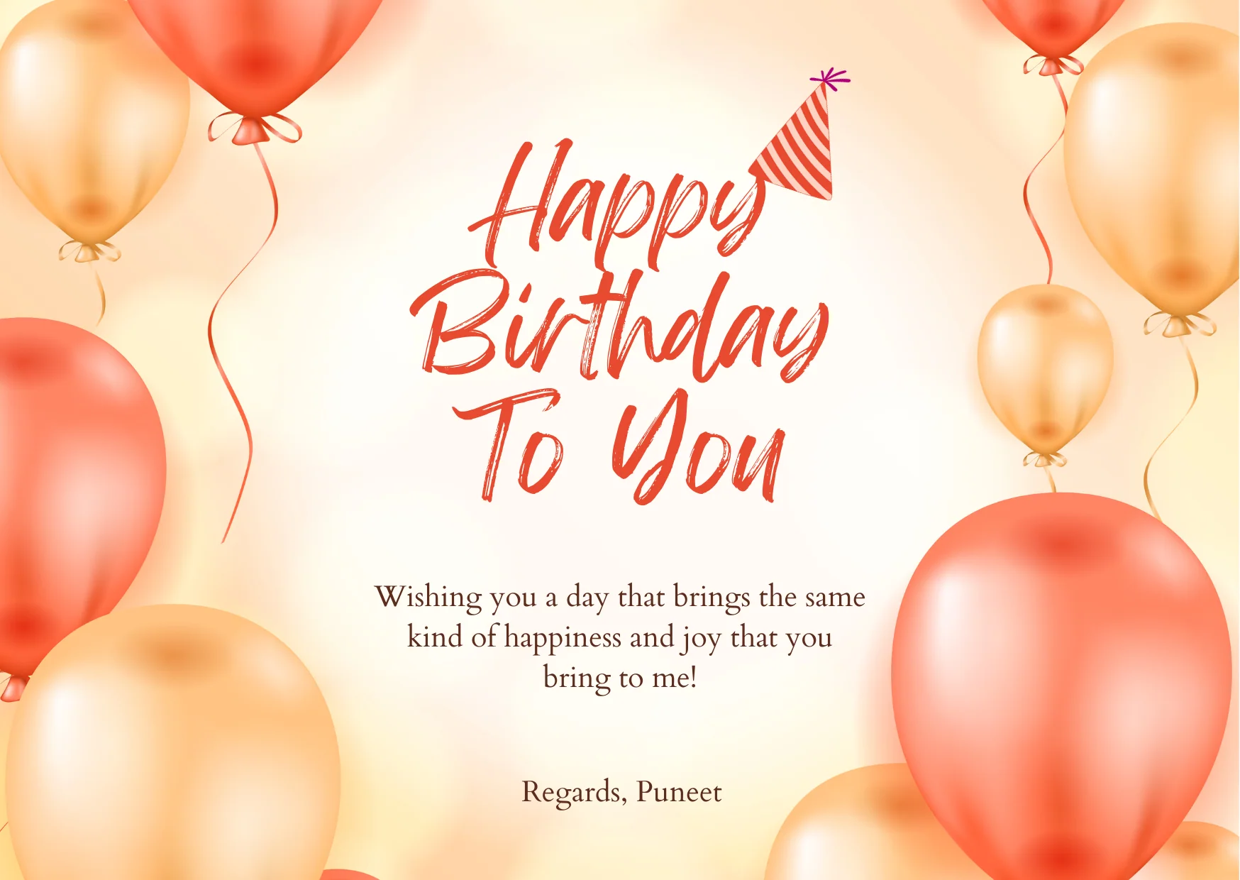 Orange Balloons Birthday Cards For Him Invitation-AABCH001