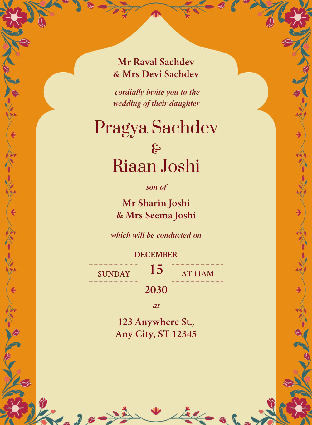 Orange Floral Hindu Wedding-AAMWI019