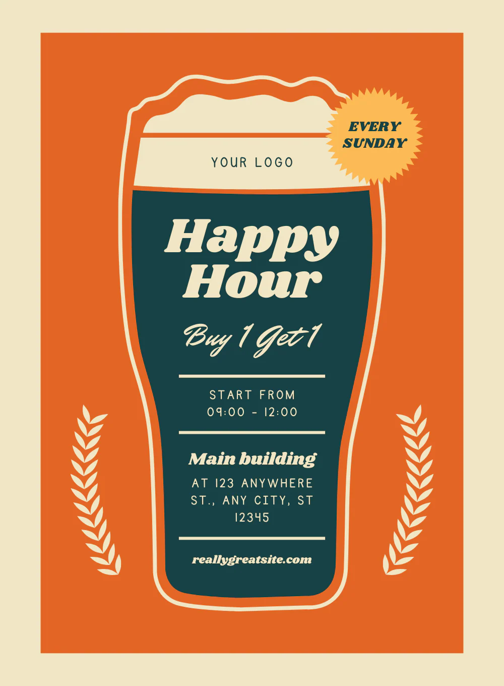 Orange Pitcher Happy Hour Invitation-AAHPP001