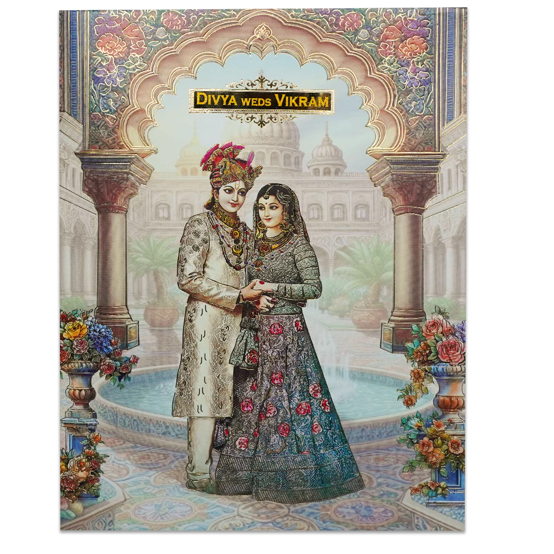 Palace Arch Couple Wedding Card-KNKJ1152 - Image 3