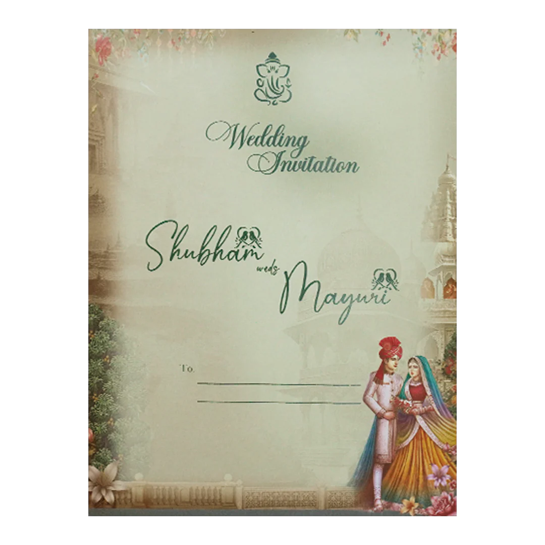 Palace Procession Padded Wedding Card-KSH73160 - Image 4
