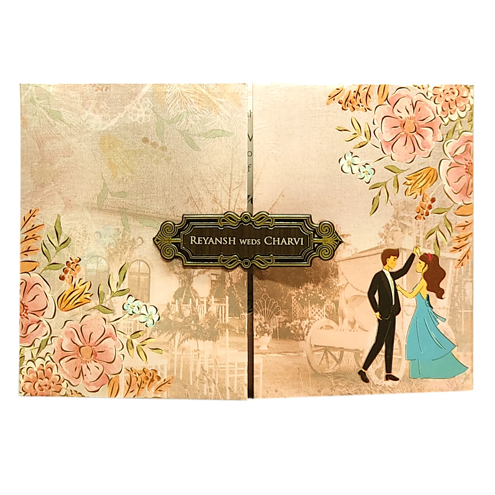 Pale Pink Wedding Card-KVN06420 - Image 3
