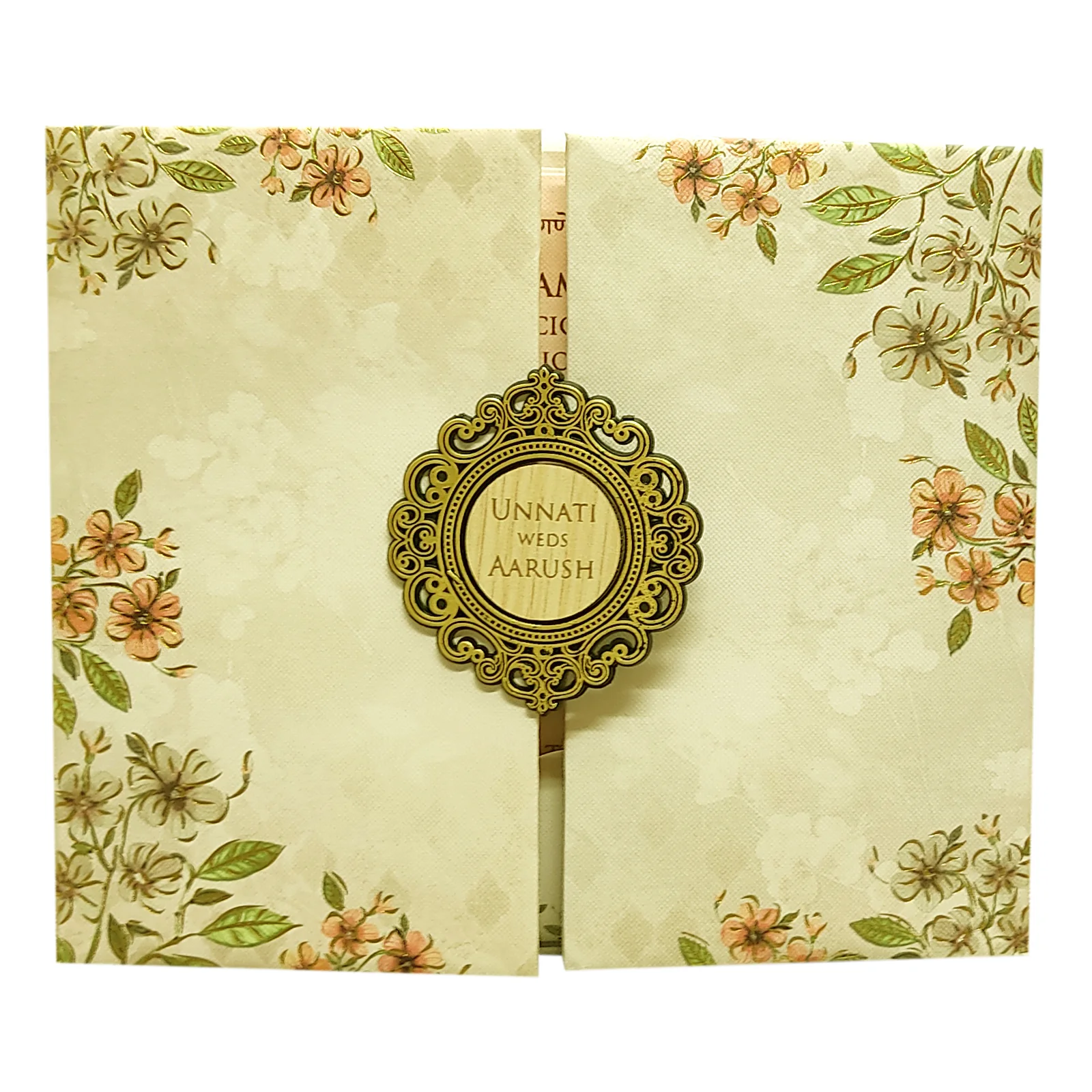 Pale Pinkish Brown Floral invitation-KVN06540 - Image 3