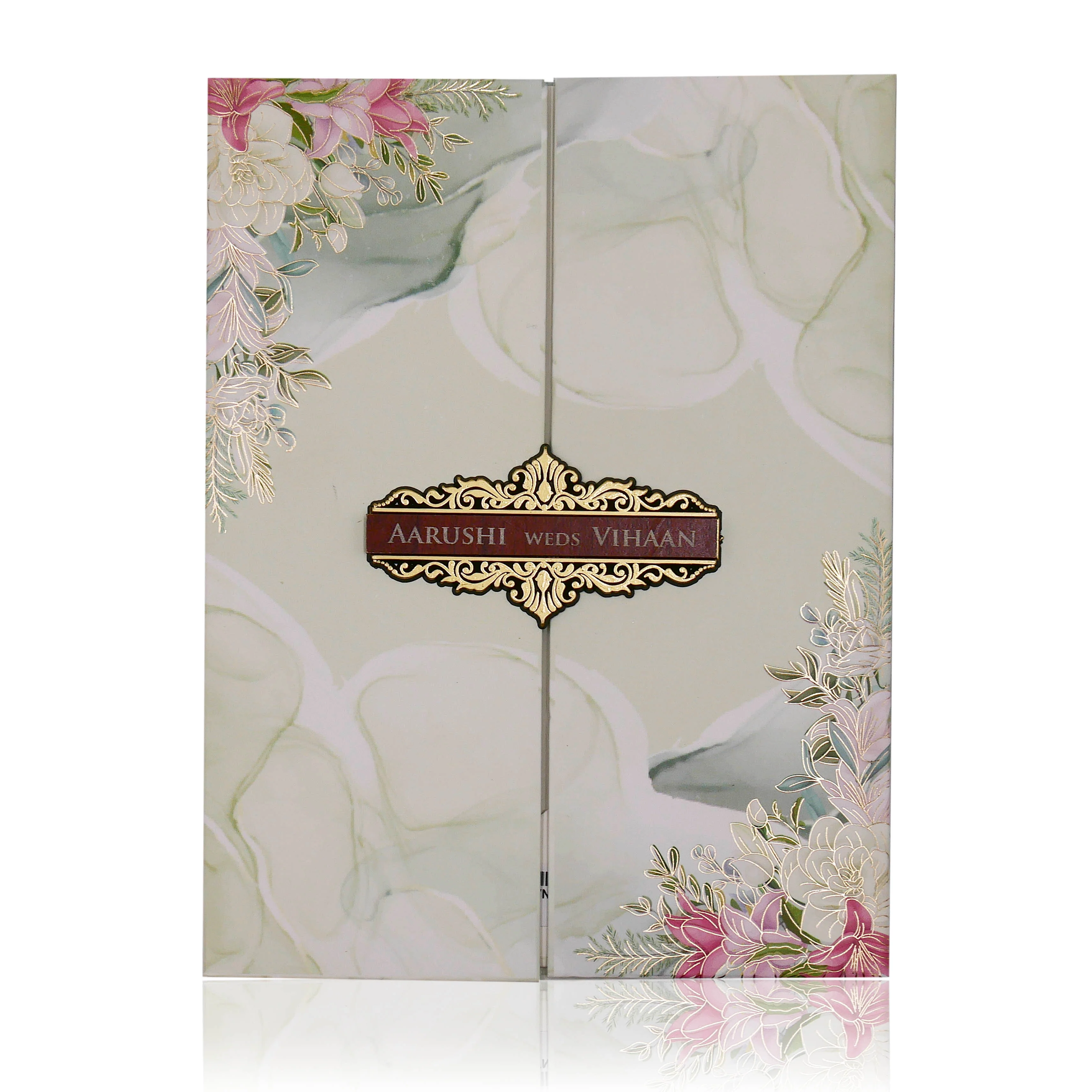 Pale Soft Green Floral Invitation-KVN05660 - Image 3