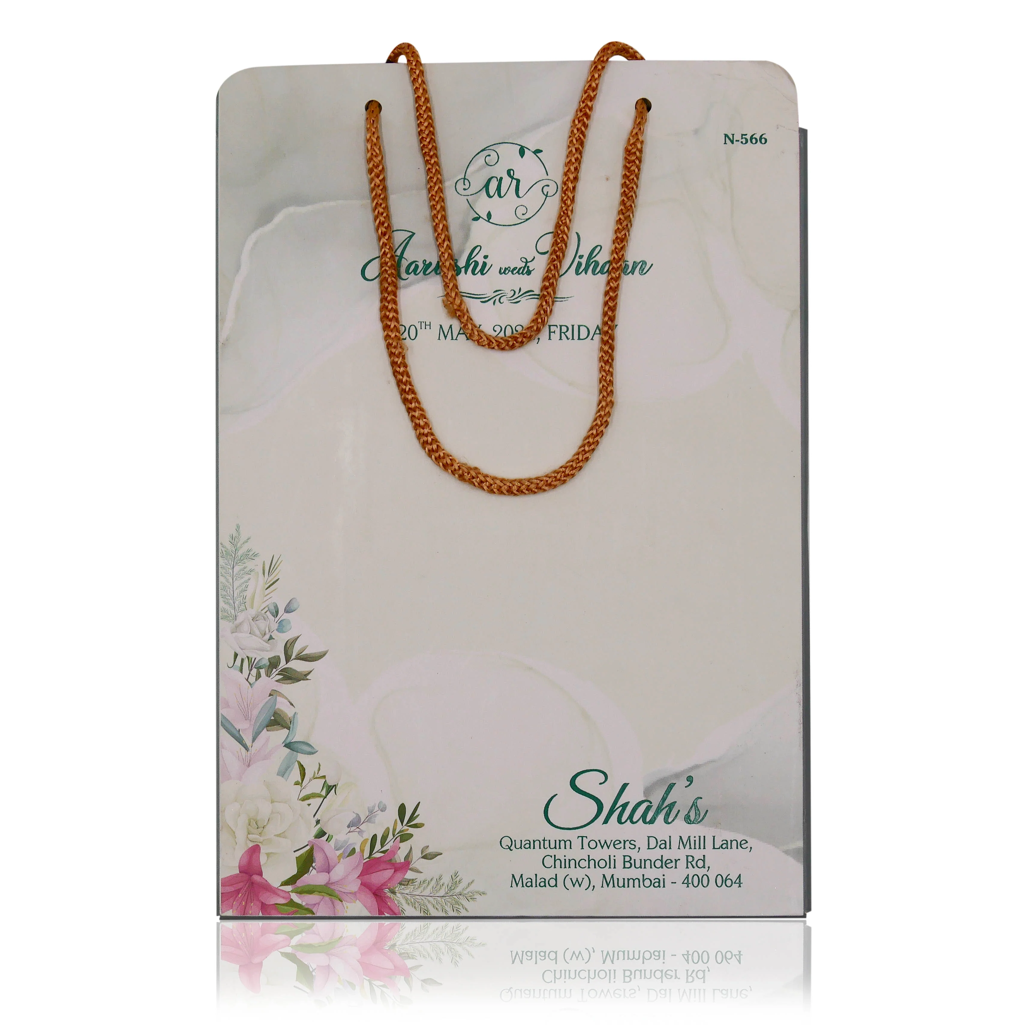 Pale Soft Green Floral Invitation-KVN05660 - Image 4