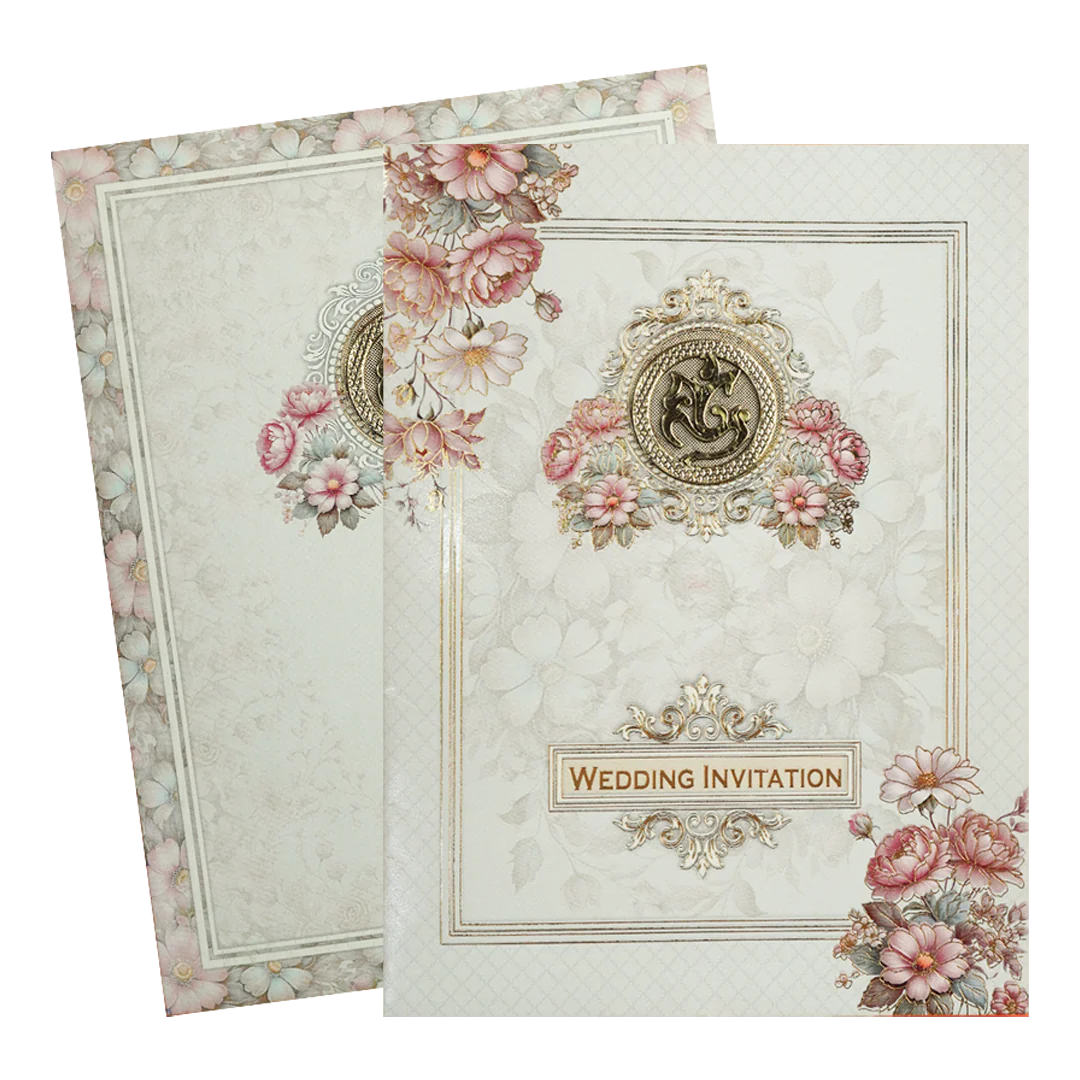 Pastel Blue Floral Ganesha Wedding Card-KNTY6806 - Image 2