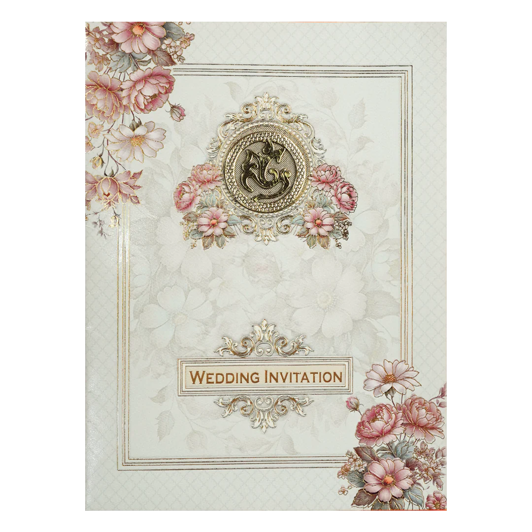 Pastel Blue Floral Ganesha Wedding Card-KNTY6806 - Image 3