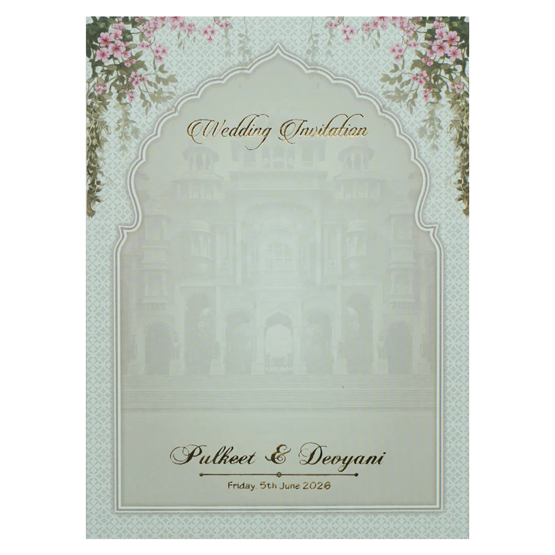White Palace Couple Padded Wedding Card-KJTS1760 - Image 4