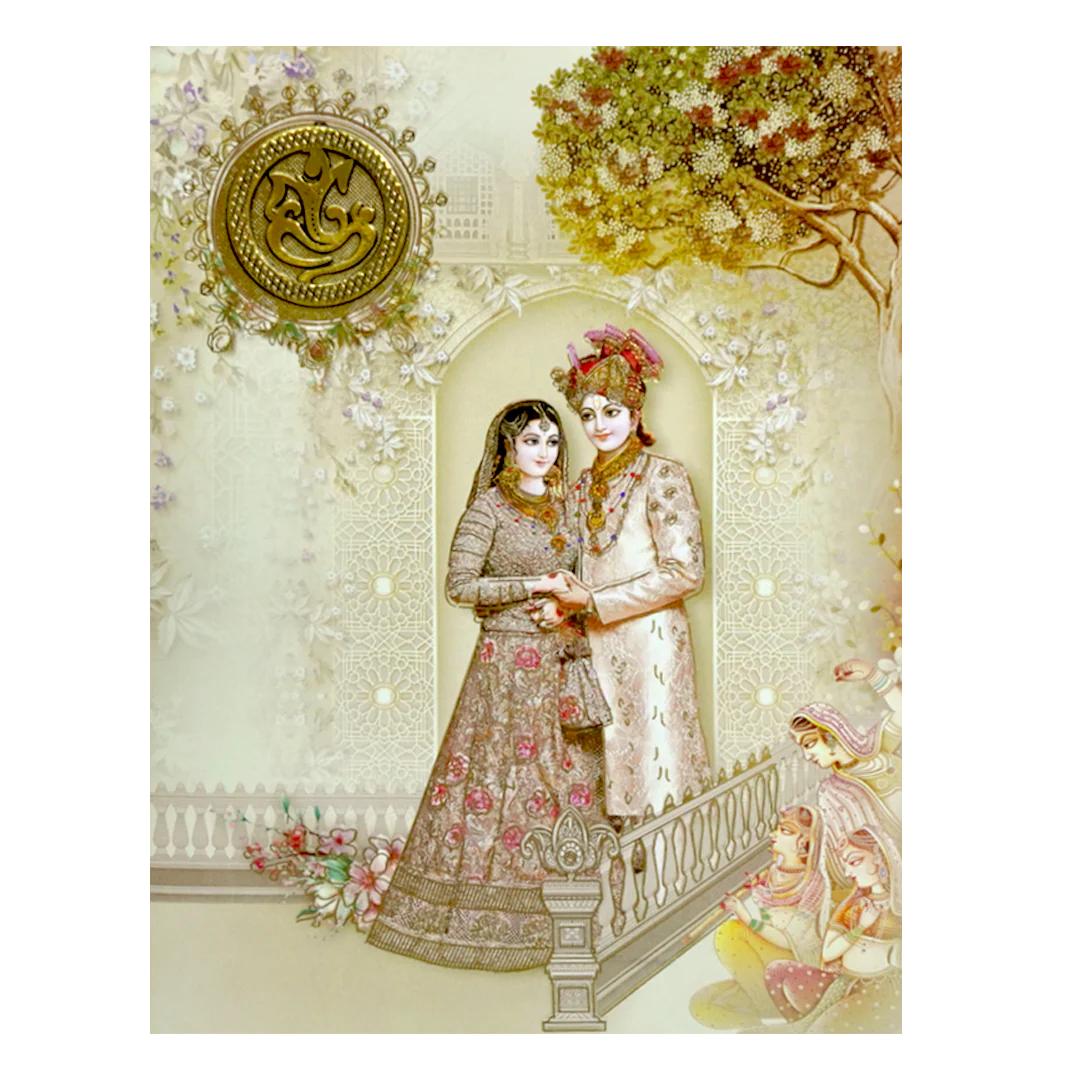 Pastel Green Bride And Groom Wedding Card-KNKC4075 - Image 3