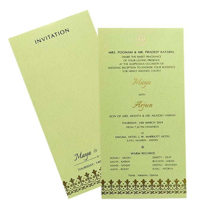 Pastel Green Floral Single Invitation Card-KRCS6051 - Image 4
