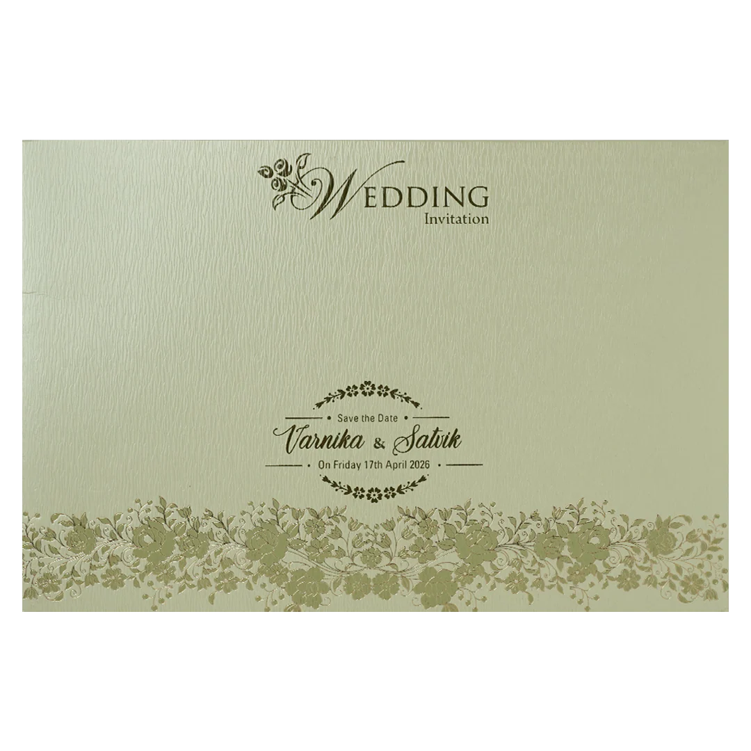 Pastel Green Gold Floral Padded Wedding Card-KSSC2380 - Image 4