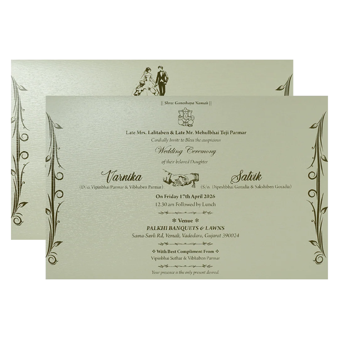Pastel Green Gold Floral Padded Wedding Card-KSSC2380 - Image 5