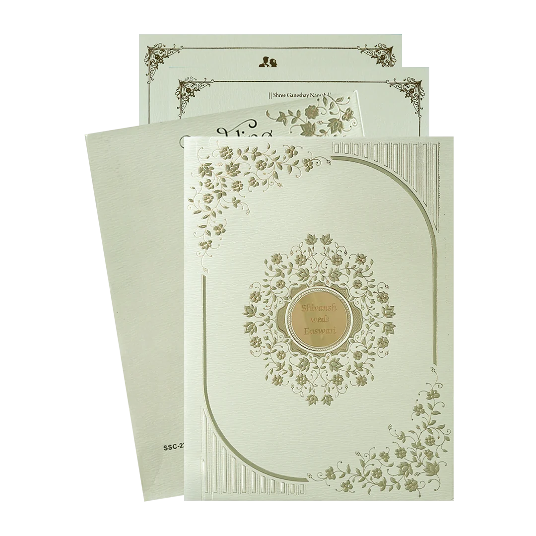 Pastel Green Gold Padded Wedding Card-KSSC2210