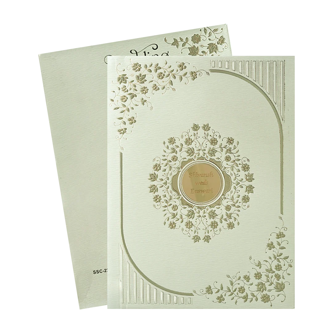 Pastel Green Gold Padded Wedding Card-KSSC2210 - Image 2