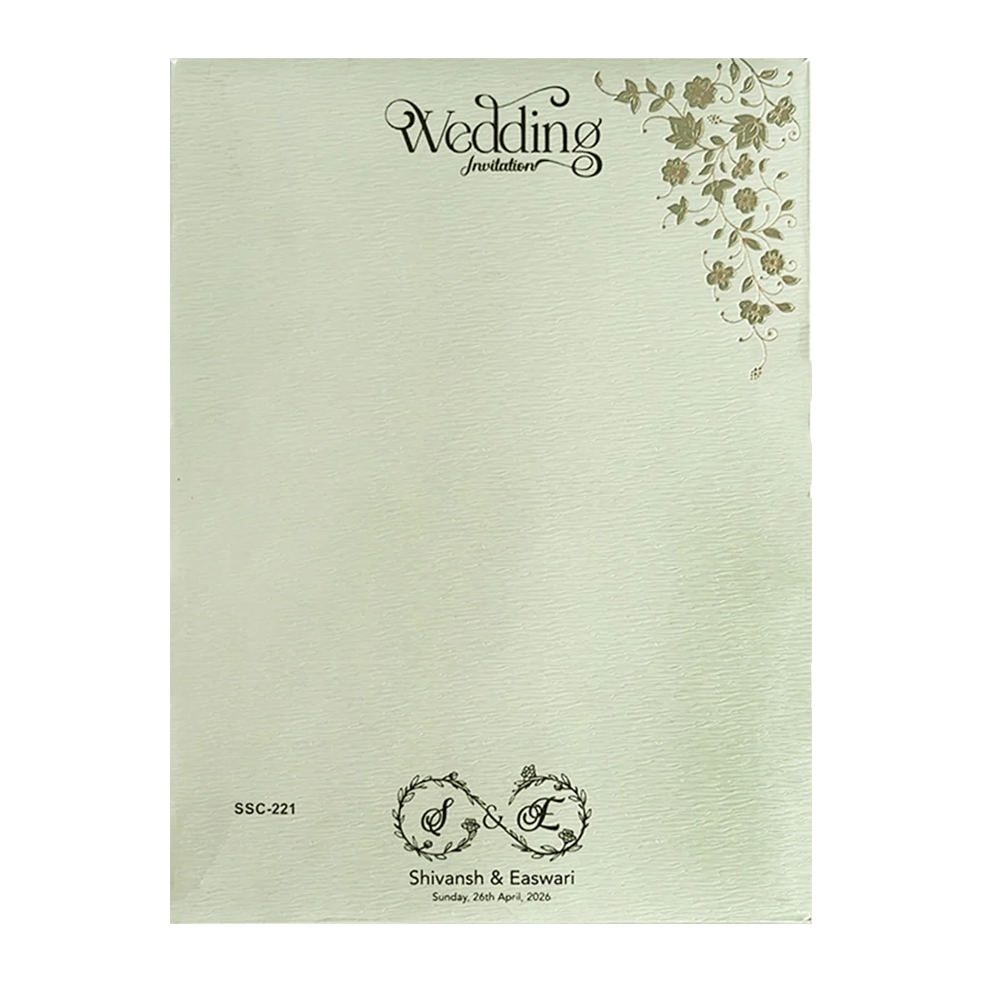 Pastel Green Gold Padded Wedding Card-KSSC2210 - Image 4